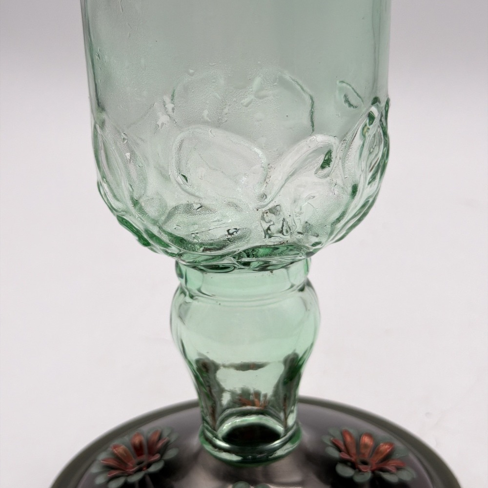 Vintage Woodstream Hummingbird Feeder Green Glass Jar Metal Base - Picture 3 of 8